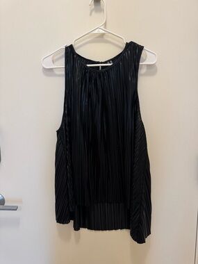 Anthropologie Black Pleated Sleeveless Tank Top